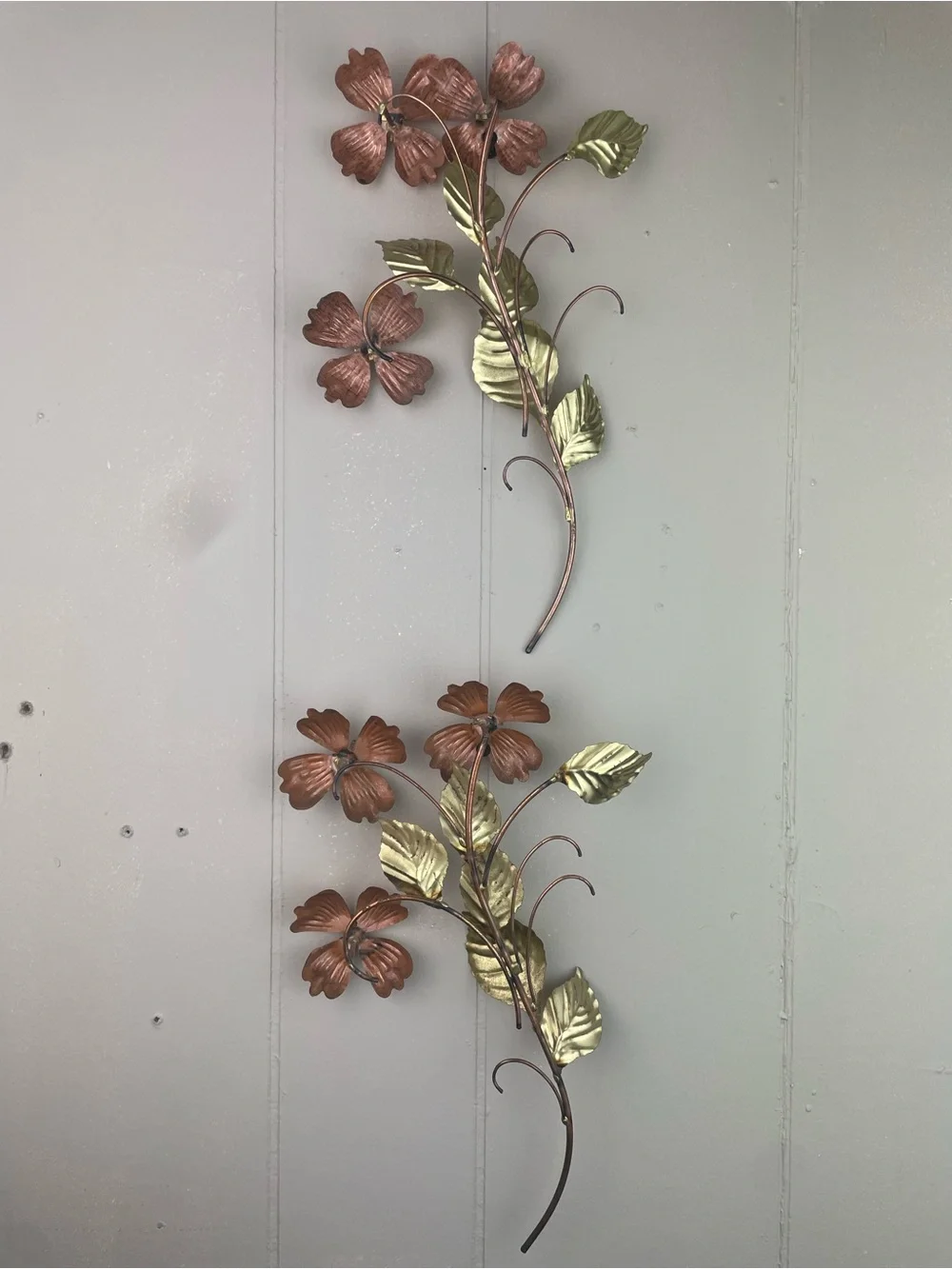 Vintage Homco Brass and Copper Metal Floral Mid Century Wall Art Pieces (2) - Picture 3 of 7